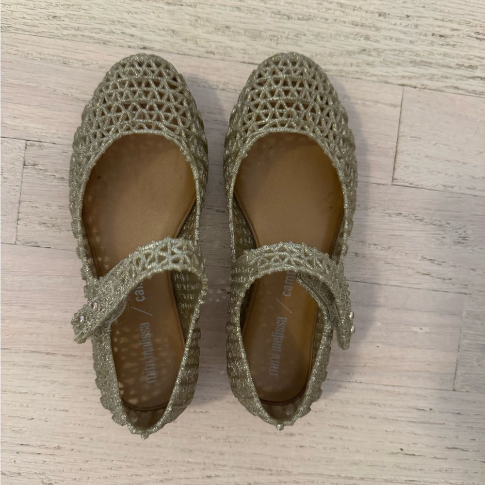 MINI MELISSA gold Campana ballerina flats size 11 girl